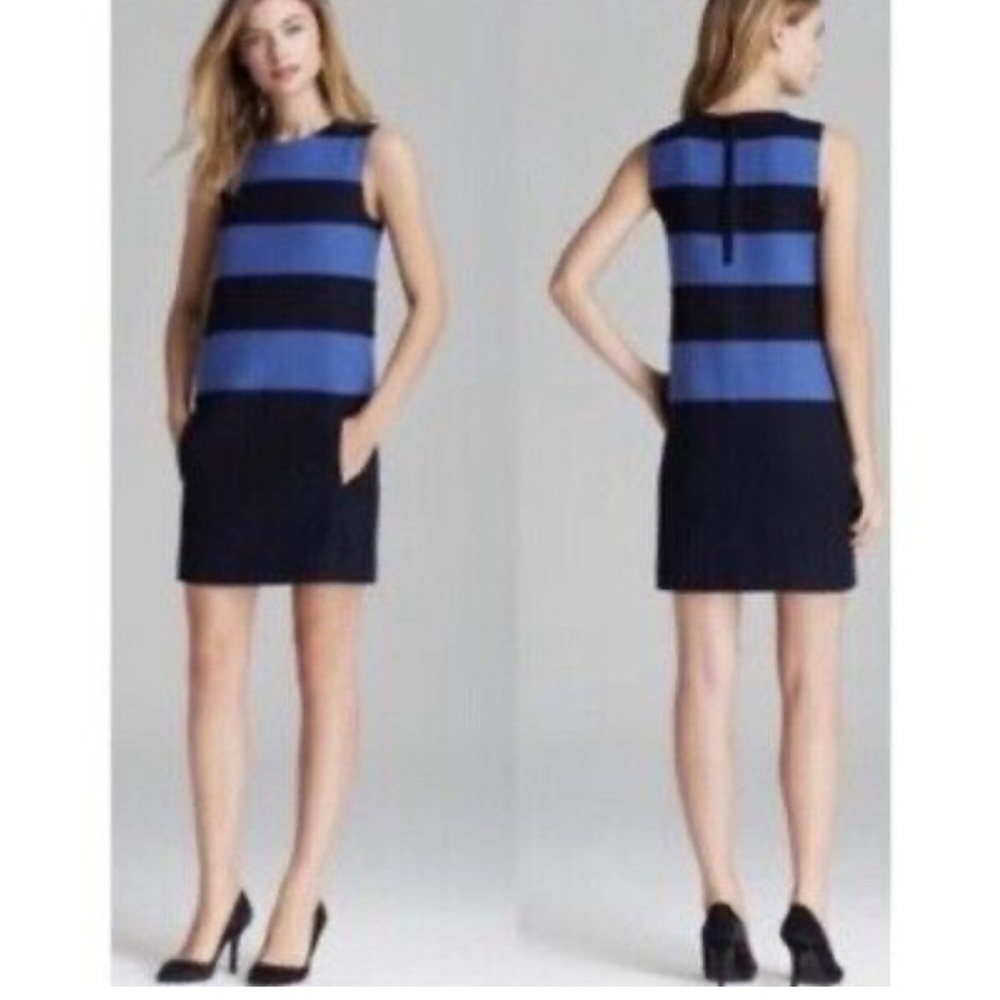 nautical Theory woman’s stripped career dress for office navy blue 6